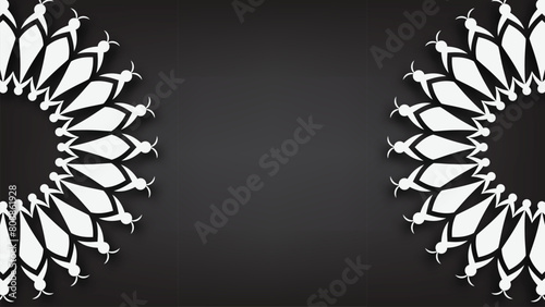 Creative luxury decorative mandala on black background. white mandala on black background card illustration (ID: 808861928)