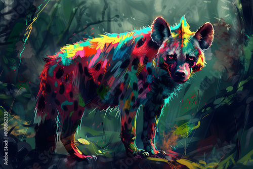 A multi-colored hyena  photo