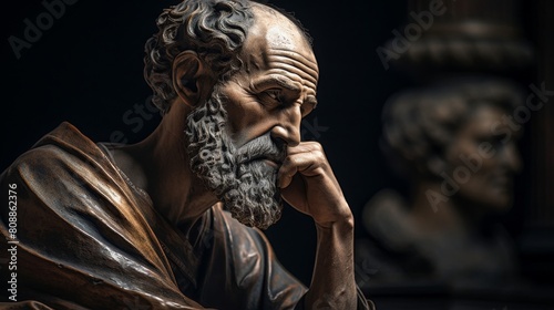 Roman poet in thoughtful bronze