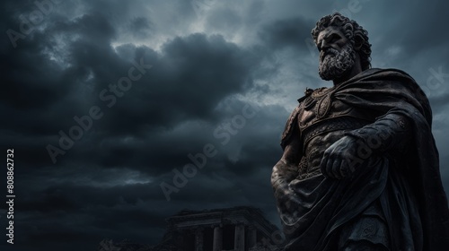 Roman Emperor overseeing the construction of a monumental Roman monument © javier