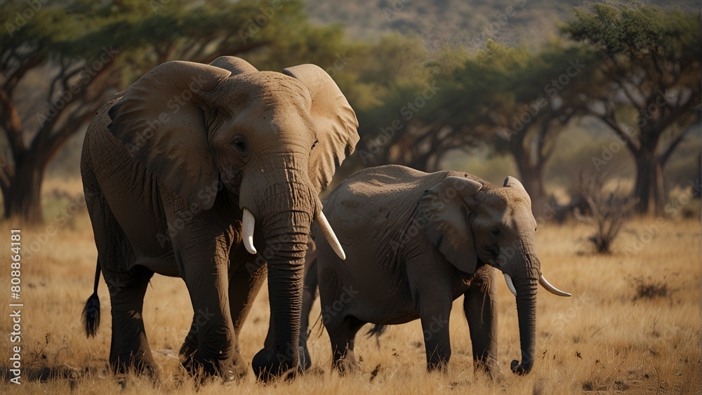 elephants in the savannah