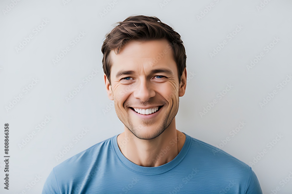 A picture of a person with a healthy appearance, smiling while dressed in a blue shirt, against a backdrop. A picture of a person with a healthy appearance, smiling while dressed in a blue shirt, against a backdrop.
