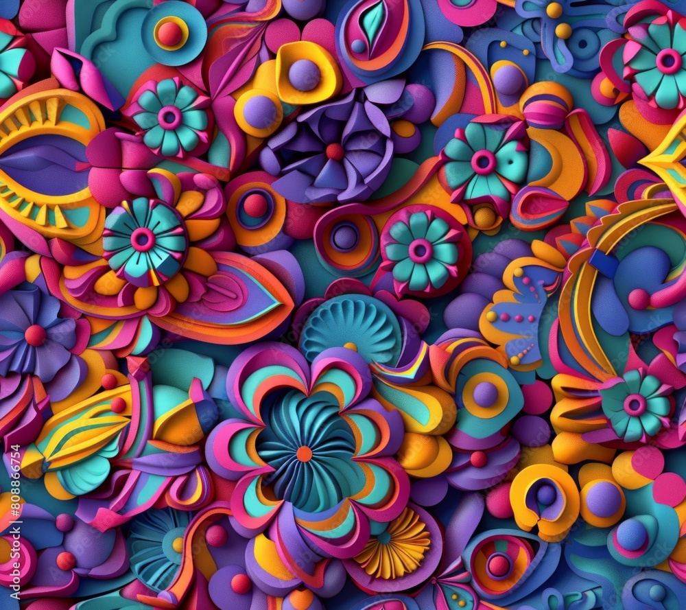 A colorful and vibrant floral design made of paper