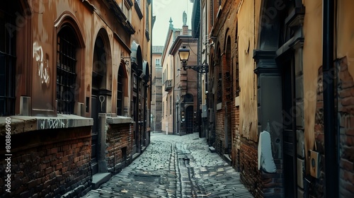 Bologna-Inspired Creepy Streets  Medieval City Center with Narrow Alleys and Architecture