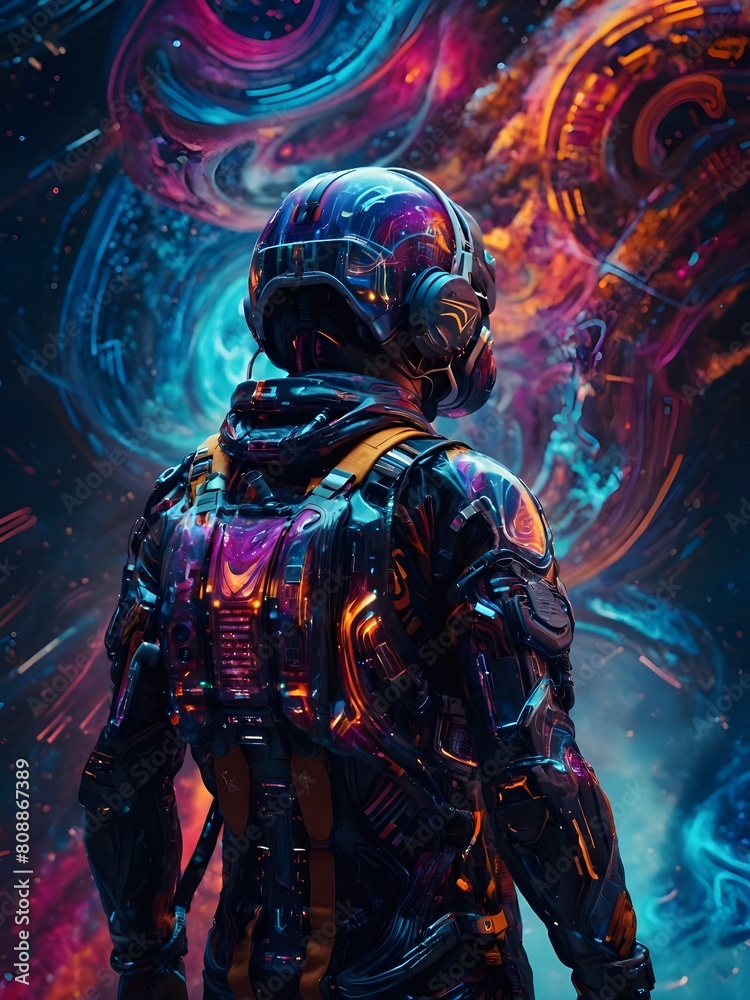 fantasy person with colors in space 