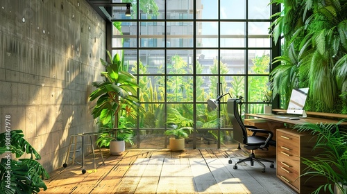 modern office room  clear background  nature color