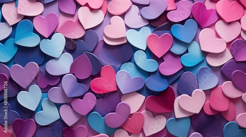 An Assortment of Multicolored Heart Cutouts Creating a Romantic Backdrop