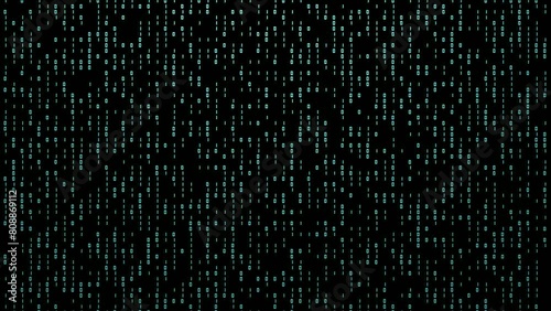 Abstract binary code background. Big data, cyber reality and digital technology. 4K video animation 3d rendering. 