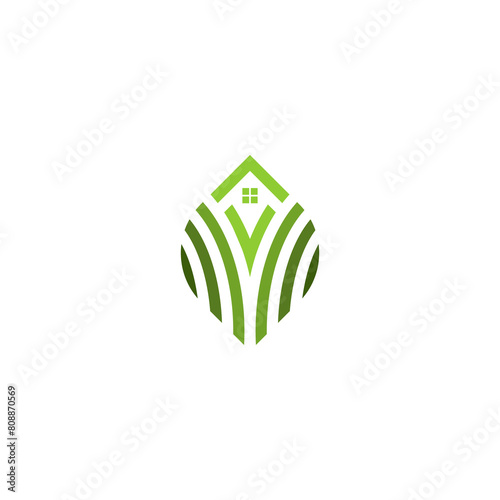 Home leaf or green house vector icon, eco home simple icon.