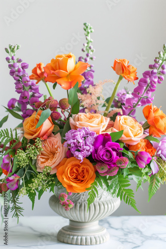 Wallpaper Mural Floral arrangement of colorful roses, peonies, anemones, ranunculus and wildflowers in a vintage vase Torontodigital.ca