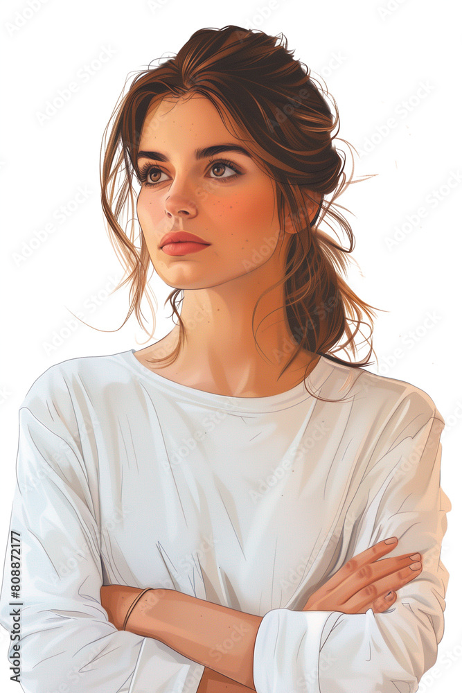 Illustration of a woman standing with her arms crossed.