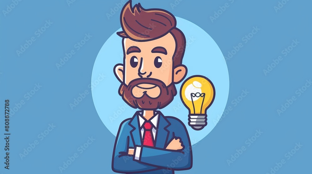 Light bulb on the head of a businessman Light bulb on the head of a businessman