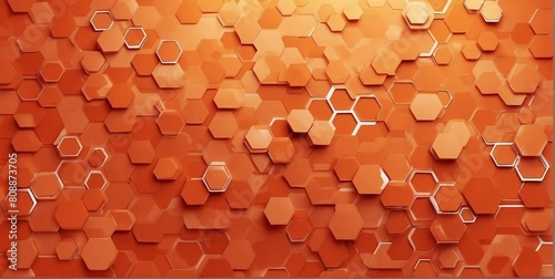 Abstract orange technology hexagonal background photo