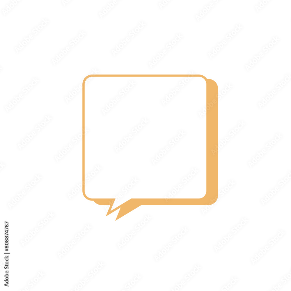 Naklejka premium シンプルな黄色正方形吹き出し_主線あり_影あり_左向き単品
