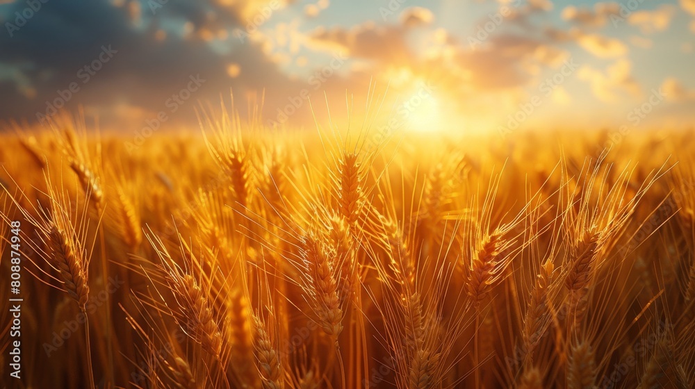 An idyllic wheat field in the summer sun