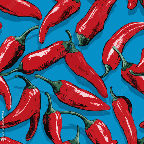 Seamless Colorful Chilli Pepper Pattern