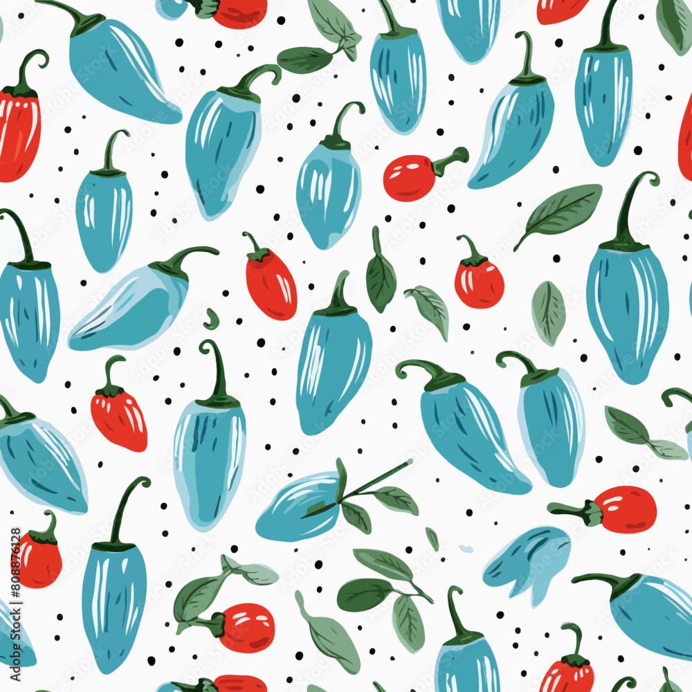 Seamless Colorful Chilly Pepper Pattern Seamless Colorful Chilly Pepper Pattern