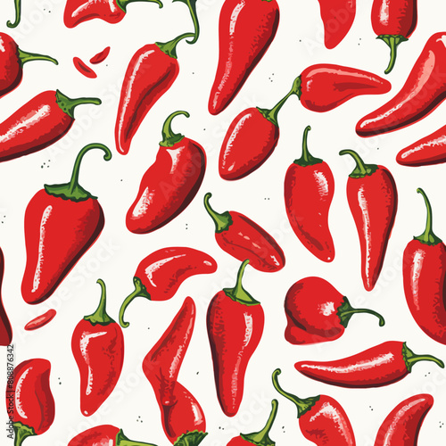 Seamless Colorful Chilly Pepper Pattern