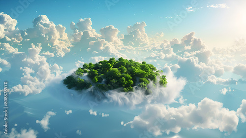 A floating island with a cloud and a city in the background  © umair