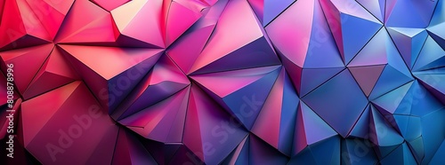 abstract background consisting of triangles Gradient color from violet to red