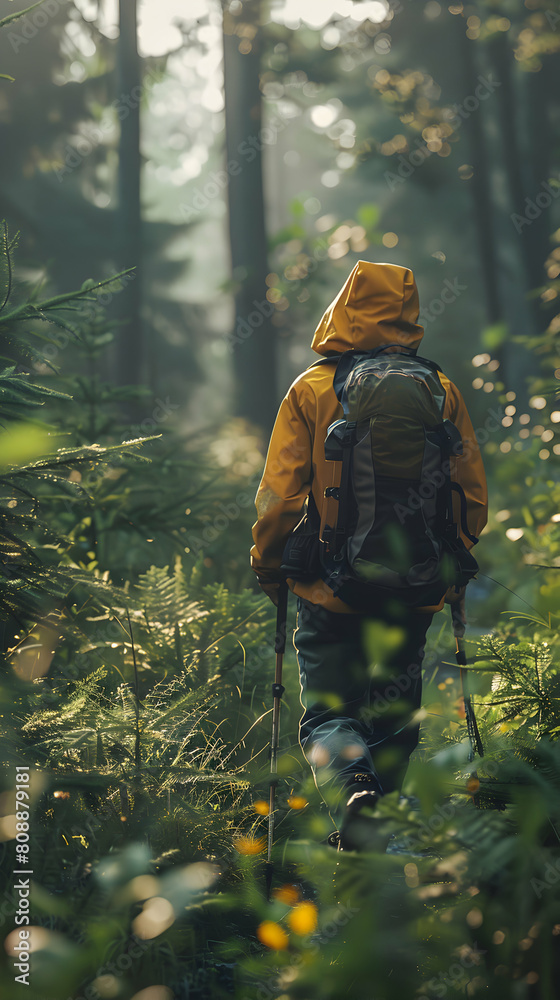 Immersive Afternoon Hike in the Woods: Nature's Beauty Unveiled through Photorealistic Exploration