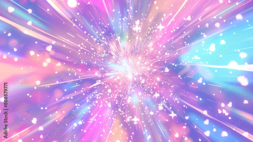 Fototapeta premium Radial motion lines effect with glittering spots in manga