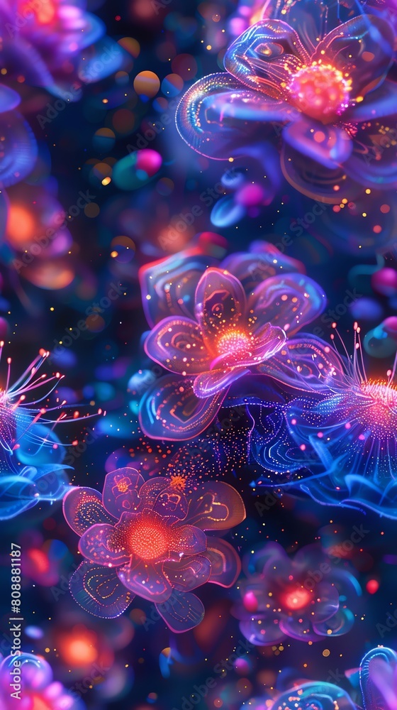Transport the audience to a Bioluminescent Dance Party in the cosmic depths Transport the audience to a Bioluminescent Dance Party in the cosmic depths