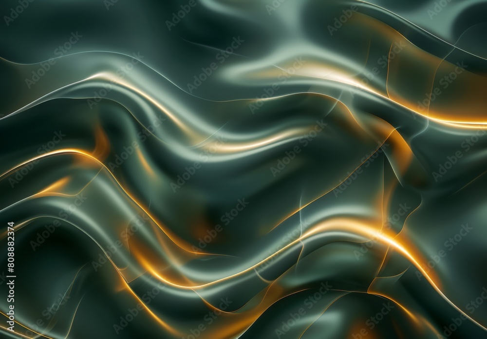 Obraz premium Abstract Luxury Black and Gold Wavy Silk Fabric Background