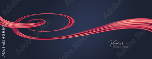 Red flow wave. Red paint brush stroke. Flow design element. Abstract red ribbon. Vector illustration.