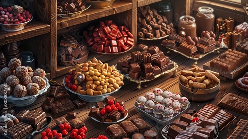 Produce an eye-catching digital illustration of a chocolate bonanza photo