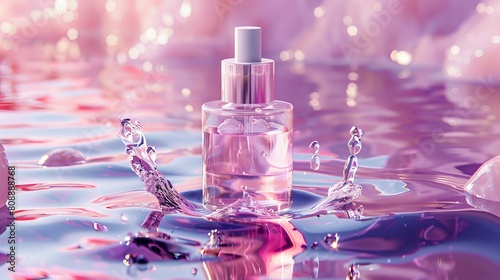 An ad showing a light-textured and moisturizing face serum floating on water in a 3D model