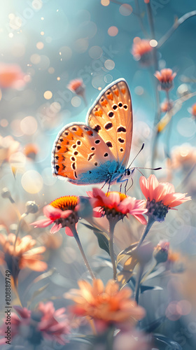 Biodiversity and Pollinators: Butterfly Icon on Flower - Emphasizing the Role in a Healthy Planet © Gohgah