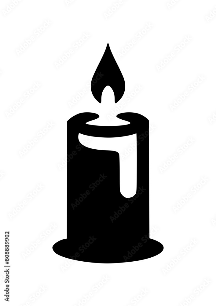 Black vector illustration of a simple burning candle icon logo Black vector illustration of a simple burning candle icon logo