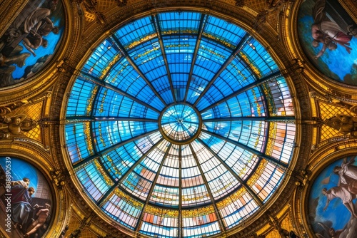 stained glass dome in milan italy architectural interior photography