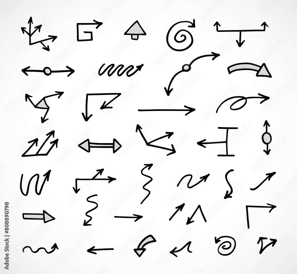 Vector set of hand drawn arrows, elements for presentation Vector set of hand drawn arrows, elements for presentation