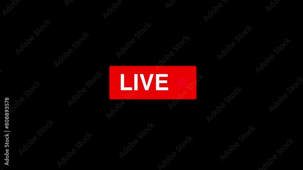 Red blinking live on air motion graphics animation black background