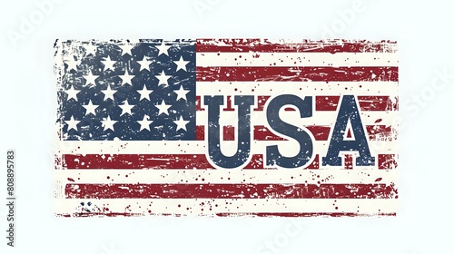 USA Typography: American Flag-Inspired Large Lettering Font T-Shirt Design photo