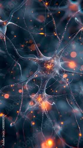 Photo realistic Cybernetic Synapses: Intricate digital brain connections as backdrop
