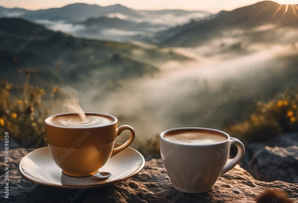 cup of coffee on the mountain