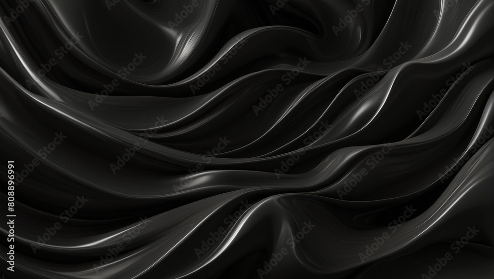 Obraz premium 3D Black Wavy Abstract Background