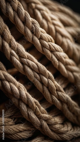 Coils of marine cable or rope close-up.