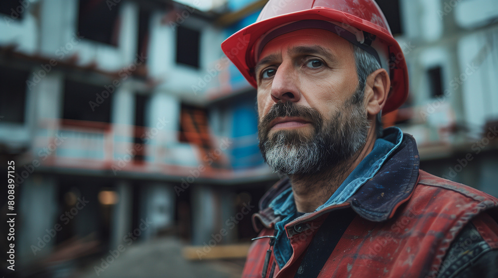 portrait of construction worker mature man with helmet portrait of construction worker mature man with helmet