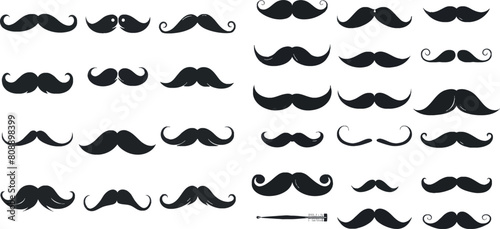 Mustache icons. fashion dandy hipster beard, barber shop signs