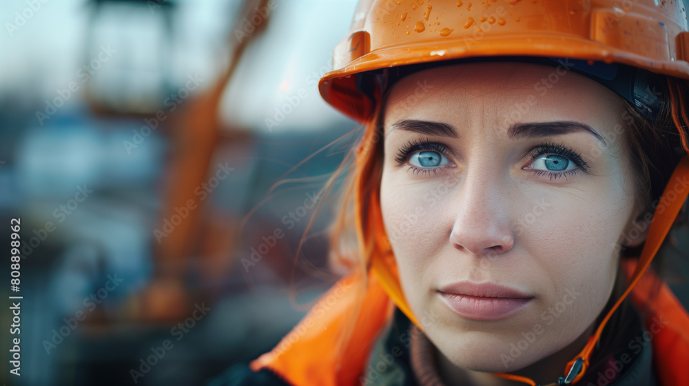 portrait of construction female worker mature woman with helmet portrait of construction female worker mature woman with helmet