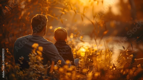 Outdoor Fun: Father-Son Day Out in the Woods © masanyanka