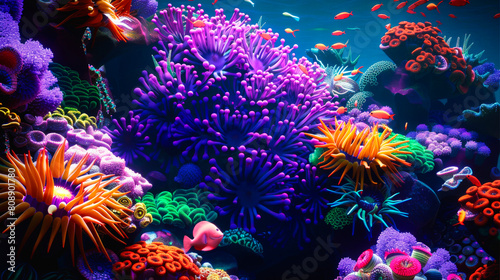 A very beautiful Underwater colorful world with Corals reef and tropical Fish.