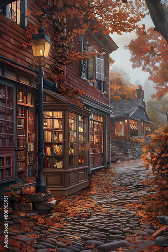 Dawn at an old-world bookstore in New England - A hallmark of US Literature
