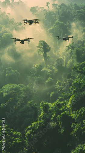 Enhancing Forest Conservation with AI Drones: A Photorealistic Concept of AI Drones Assisting in Monitoring Deforestation and Biodiversity Changes