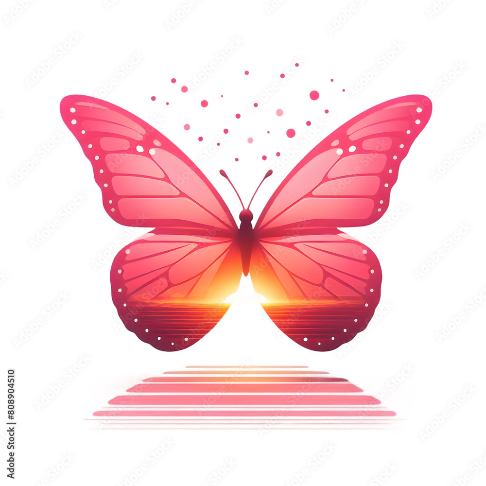 Pink Butterfly flying on sunset hues vector Sublimation Clipart Pink Butterfly flying on sunset hues vector Sublimation Clipart