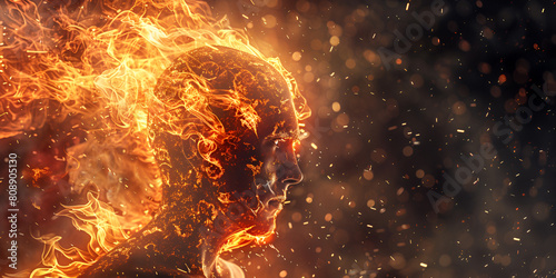 conceptual image of a person exploding fire photo